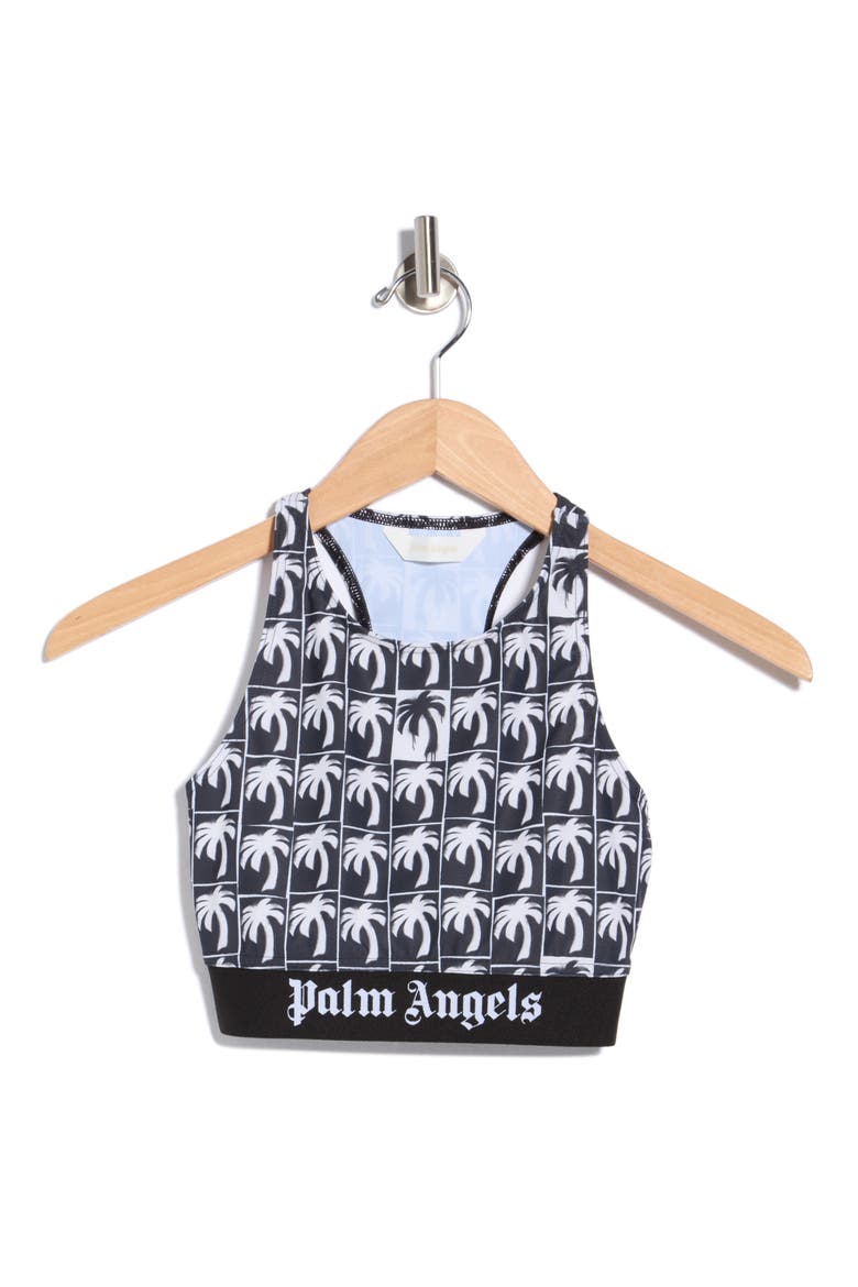 Palm Tree Crop Tank Top, Alternate, color, BLACK/WHITE