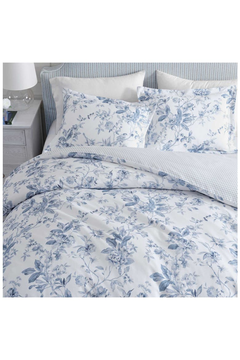 Songbird Cotton Sateen Comforter Set, Alternate, color, WHITE/ BLUE