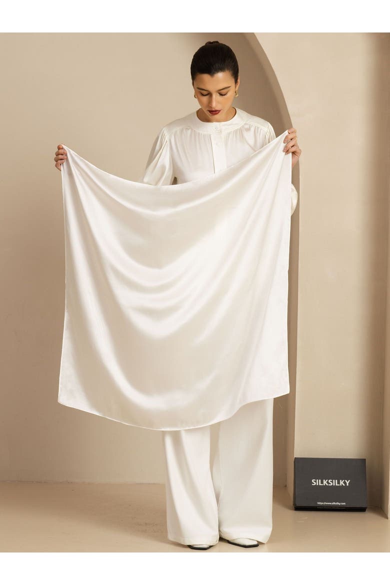 Pure Silk Classic Elegant Square Scarf, Alternate, color, White