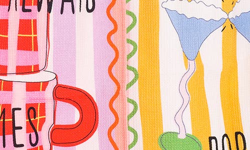 Tiramisu Convivial Beverage Cotton Kitchen Towel Set In Multi