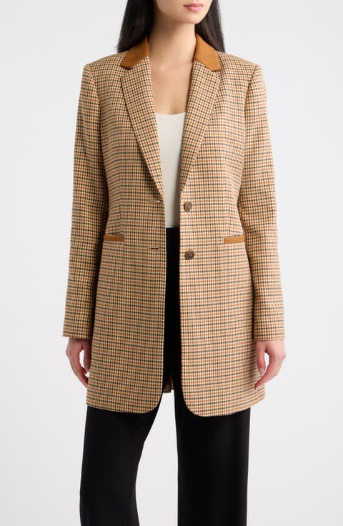 Plaid Topper with Faux Suede Trim