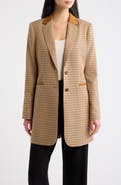 Tahari ASL Plaid Topper with Faux Suede Trim