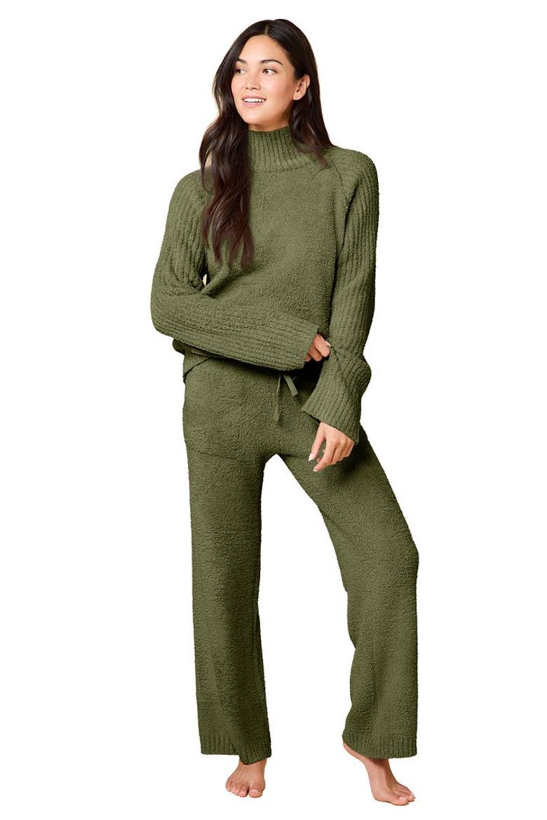 Solid Marshmallow Rib Mock Neck with Long Pant, Main, color, Olive