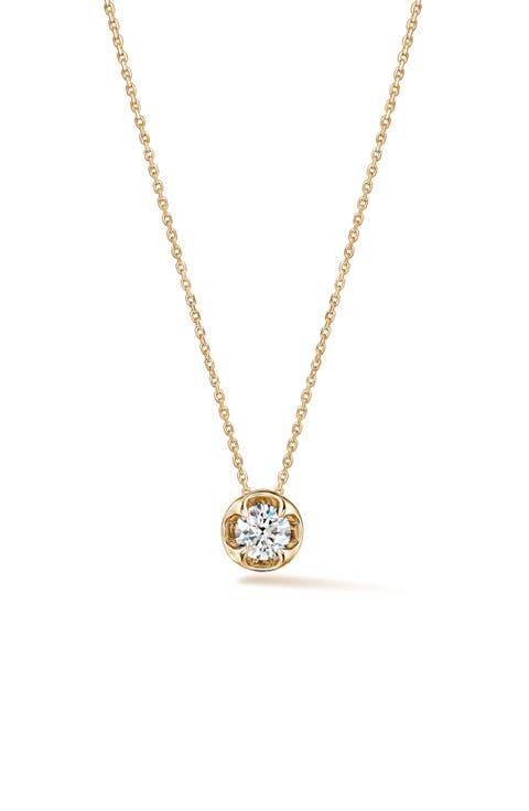 Whimsical 18k Gold Diamond Circle Pendant Necklace