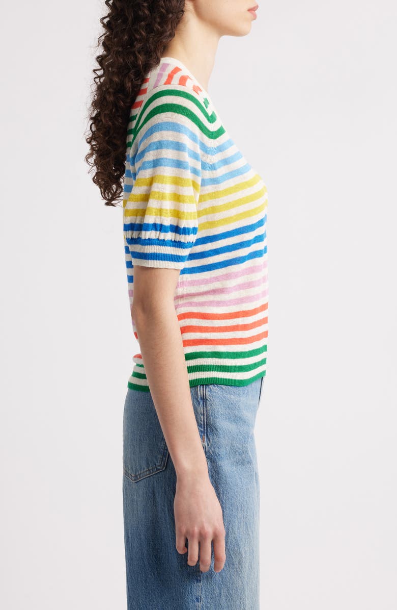 Liv Stripe V-Neck Linen Sweater