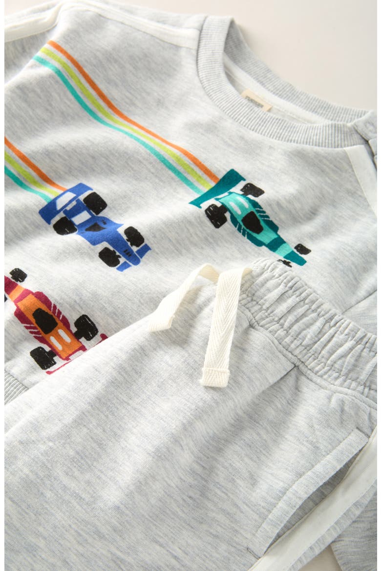 Sporty Graphic Sweatshirt & Pants Set, Alternate, color, GREY LIGHT HEATHER CAR- GREY