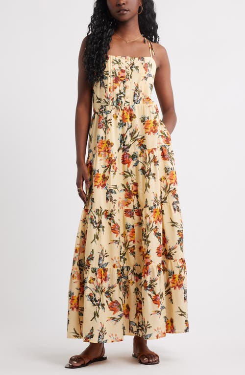 Treasure & Bond Tie Shoulder Tiered Maxi Dress In Multi