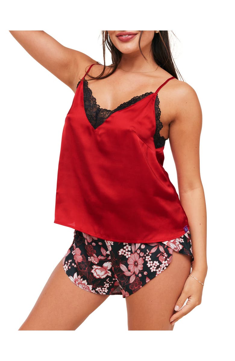 Adore Me Linny Pajama Cami & Shorts Set, Main, color, Floral Black