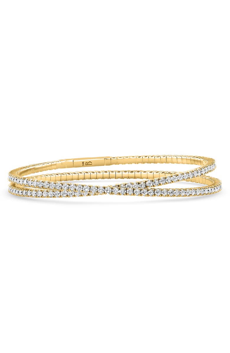 Bliss Diamond 1.70Ct Round Double Flex Diamond Bangle 7" Tennis Bracelet 14k Gold Lab Grown, Alternate, color, 