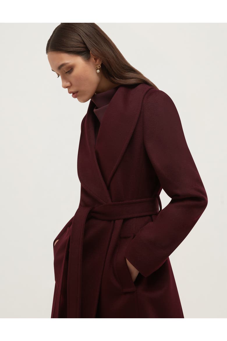 Sara Wool Longline Wrap Coat, Alternate, color, Malbecpurple