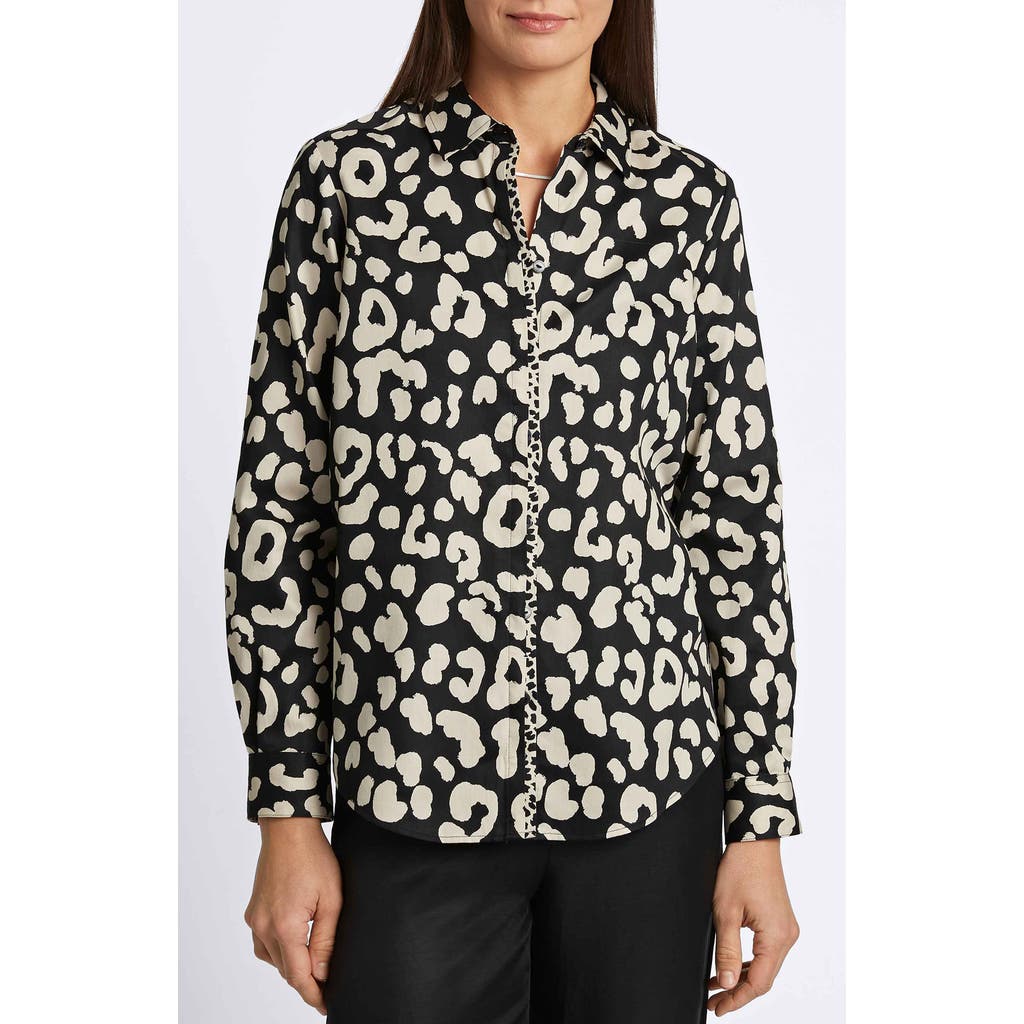 Foxcroft Cheetah Print Shirt In Black