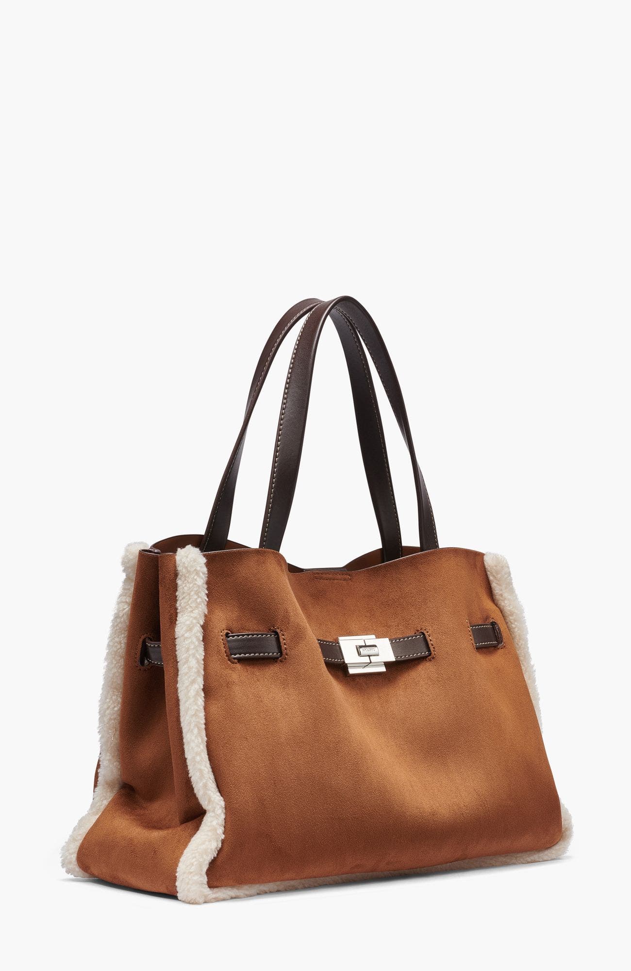 Bryar Large Contrast-Trim Satchel, Alternate, color, Walnut