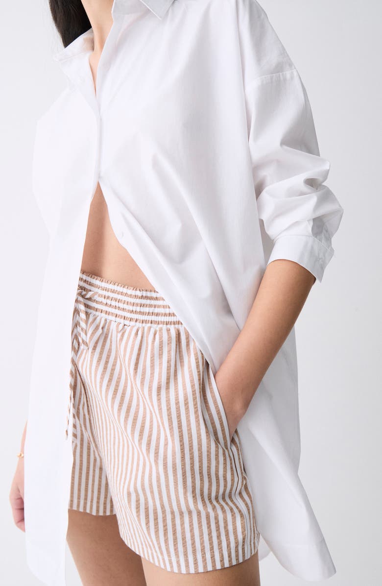 DELUC Viola Long Sleeve Poplin Mini Shirtdress, Alternate, color, 