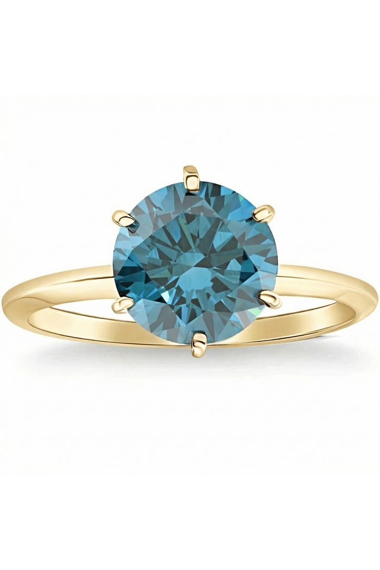 2ct Blue Diamond Solitaire Engagement Ring In 14k Or Gold Lab Grown, Main, color, 14k Yellow Gold