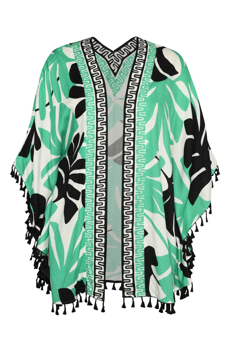 Sunshine 79 Monstera Tassel Trim Cover-Up, Alternate, color, Green Multi