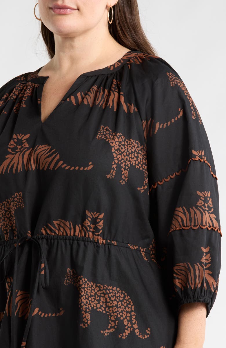 SUGARLIPS Zenzi Jungle Print Dress, Alternate, color, Black-Tan