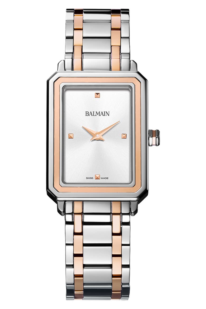 Eirini Two-Tone Bracelet Watch, 25mm x 33mm, Main, color, STAINLESS STEEL/ROSE GOLD/ PVD COATING