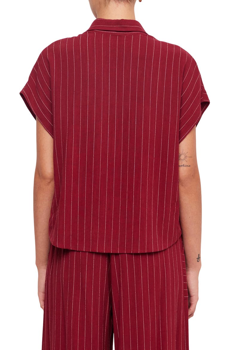 Collette Pinstripe Button-Up Shirt, Alternate, color, BURGUNDY