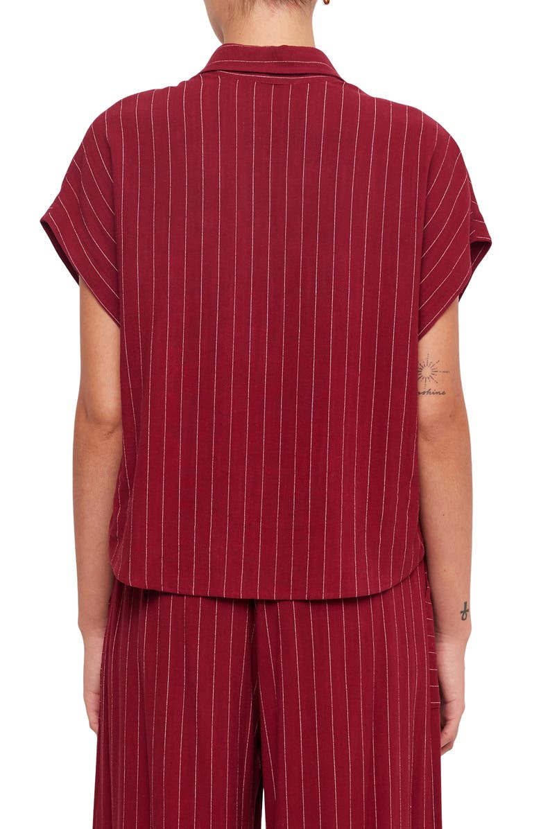 FIFTEEN TWENTY Collette Pinstripe Button-Up Shirt, Alternate, color, Burgundy