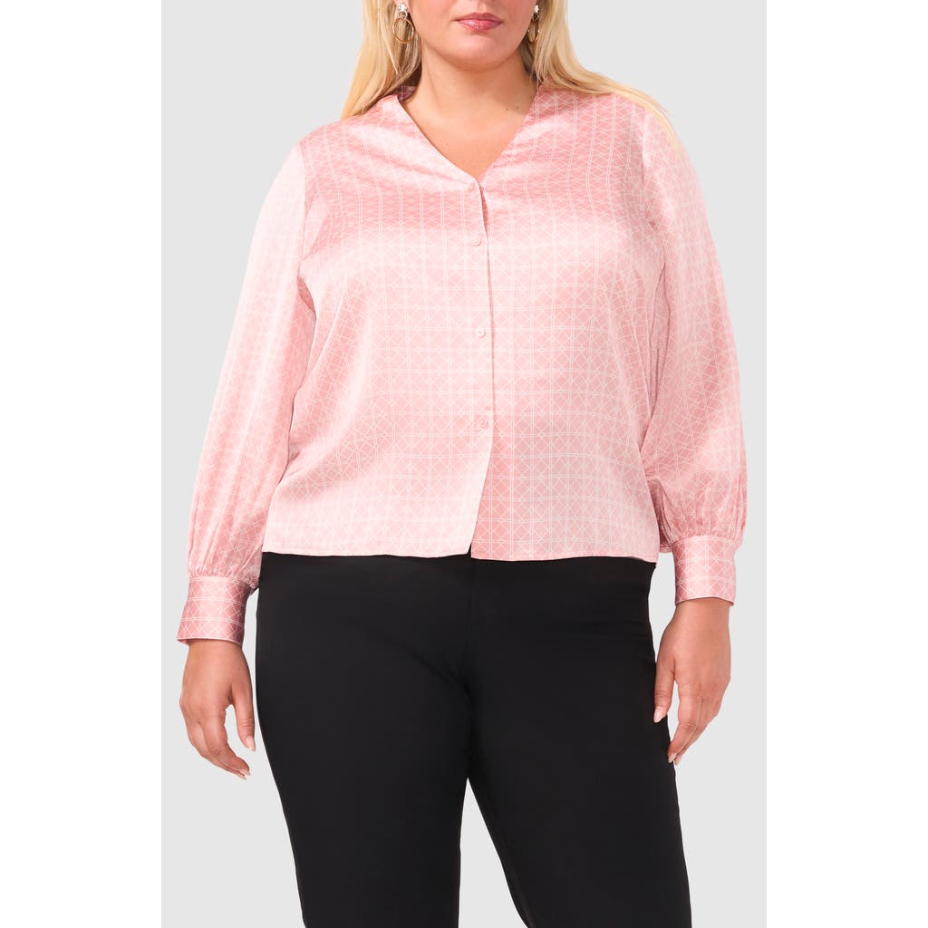 Halogen ® Collarless Satin Button-up Shirt In Bridal Rose