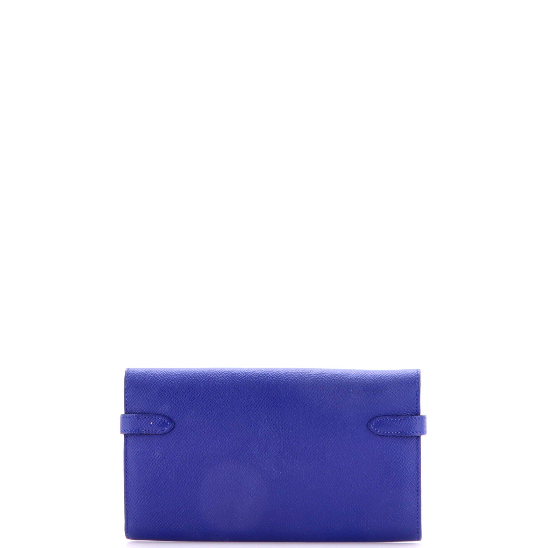 Pre-Owned Hermes Kelly Wallet Epsom Long, Alternate, color, Bleu Electrique