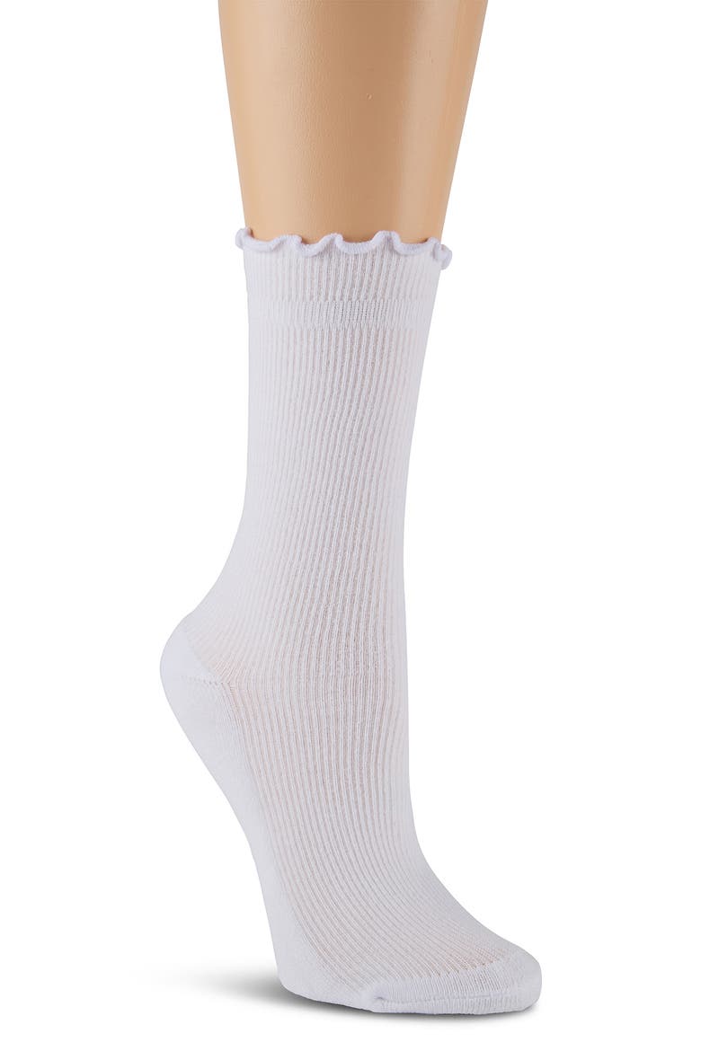 3-Pack Lettuce Edge Cushion Crew Socks, Alternate, color, OATMEAL HEATHER/ BONE/ BROWN