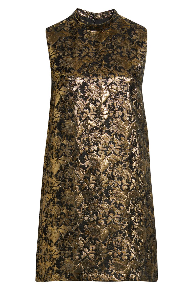 Memoria Metallic Jacquard Cocktail Dress, Alternate, color, GOLD
