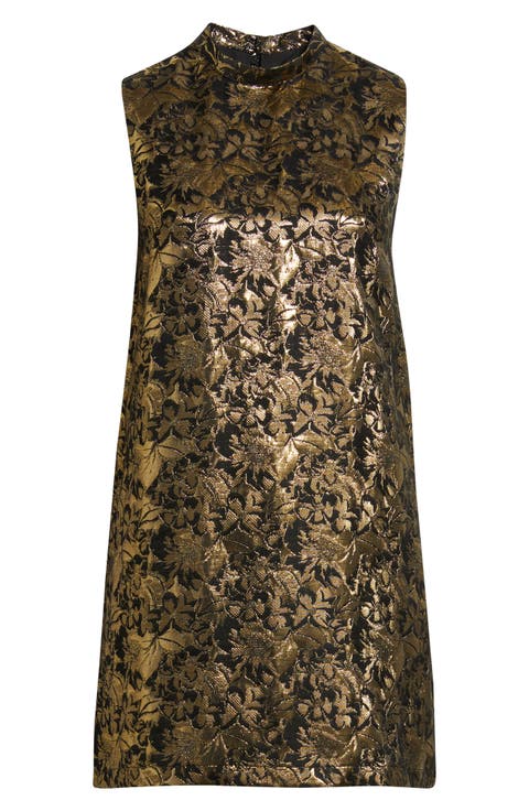 Memoria Metallic Jacquard Cocktail Dress