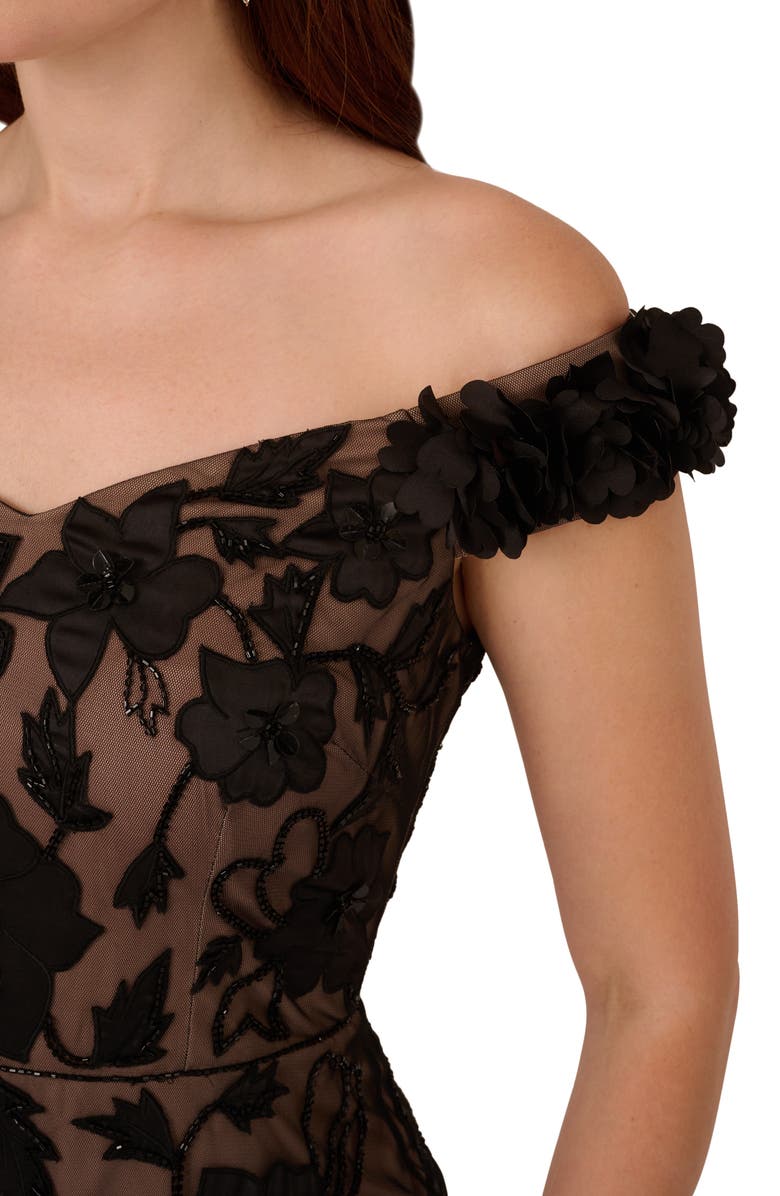 Adrianna Papell Beaded Off the Shoulder Column Gown, Alternate, color,