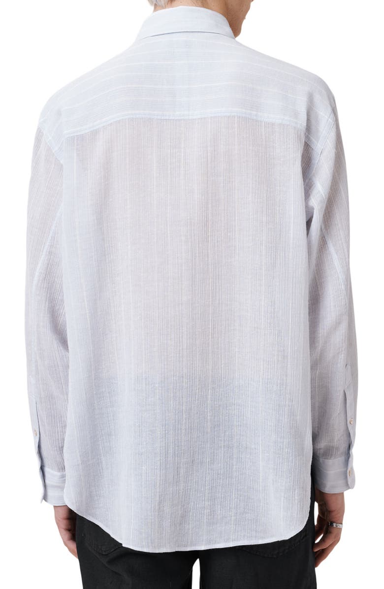 AllSaints Holme Crinkled Cotton & Linen Button-Up Shirt, Alternate, color,