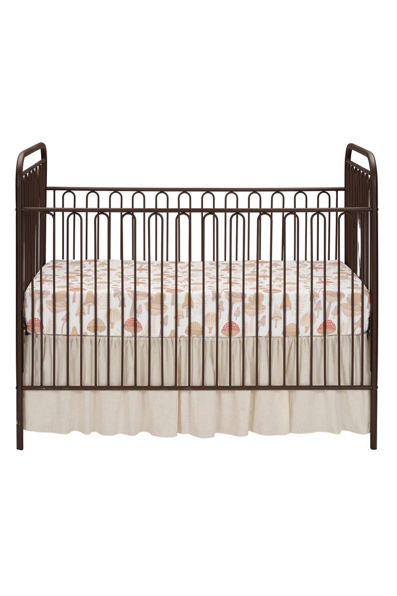 Mushroom Meadow Organic Cotton Fitted Crib Sheet, Alternate, color, White