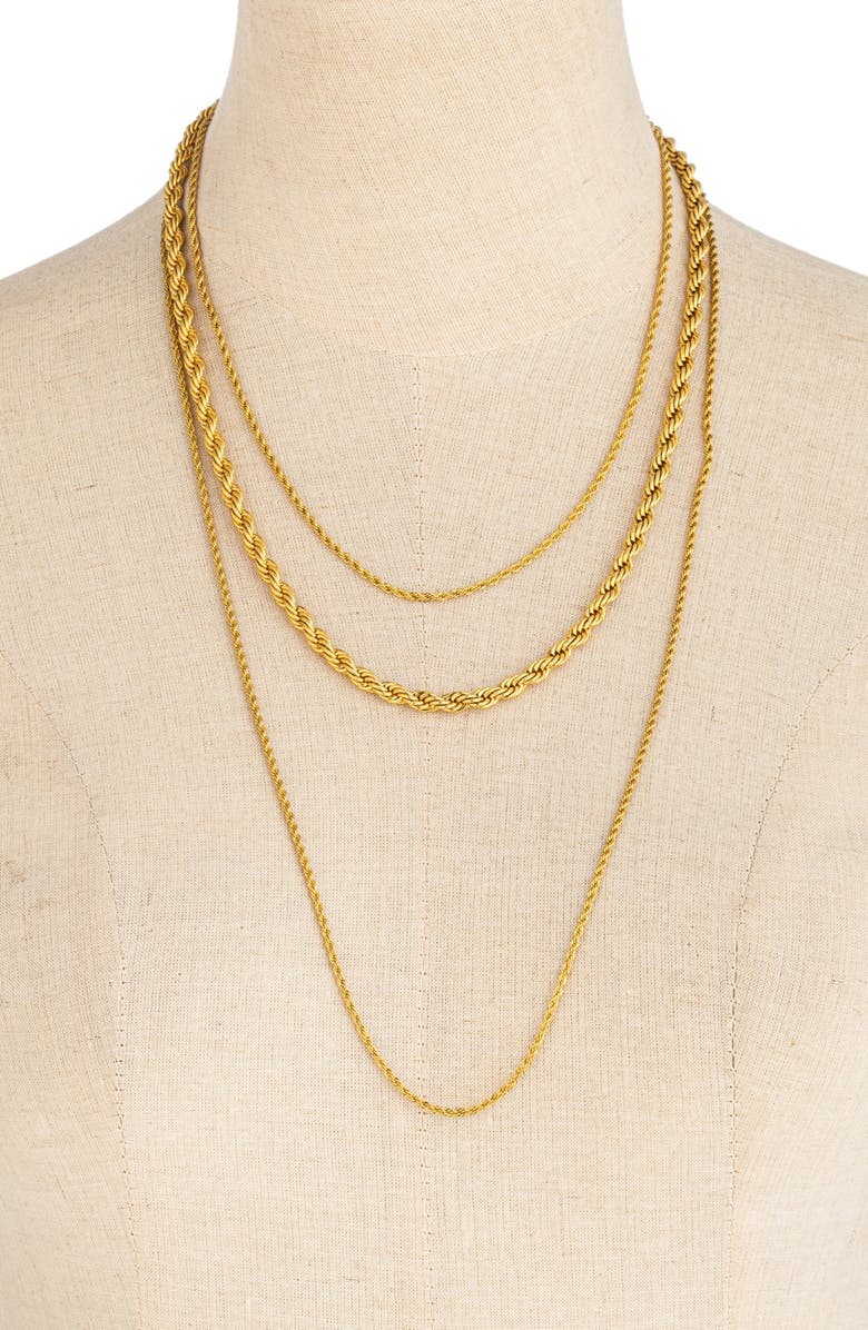 EYE CANDY LOS ANGELES Set of 3 Ellie Rope Chain Necklaces, Alternate, color, Gold