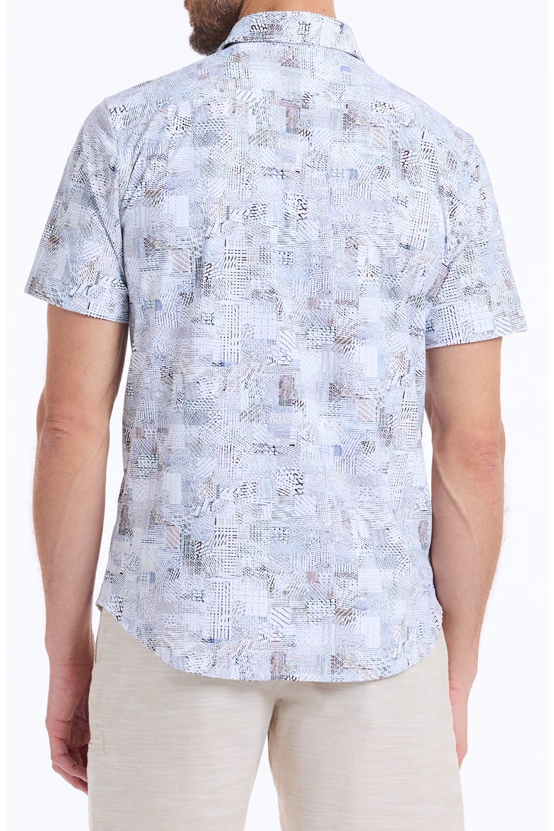 Wrathbone Knit Short Sleeve Button-Up Shirt, Alternate, color, WHITE MULTI