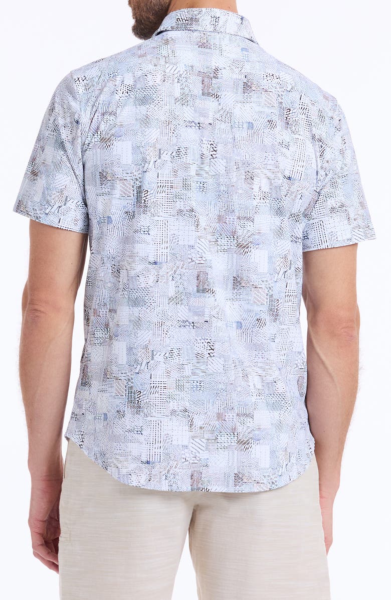 Robert Graham Wrathbone Knit Short Sleeve Button-Up Shirt, Alternate, color, White Multi