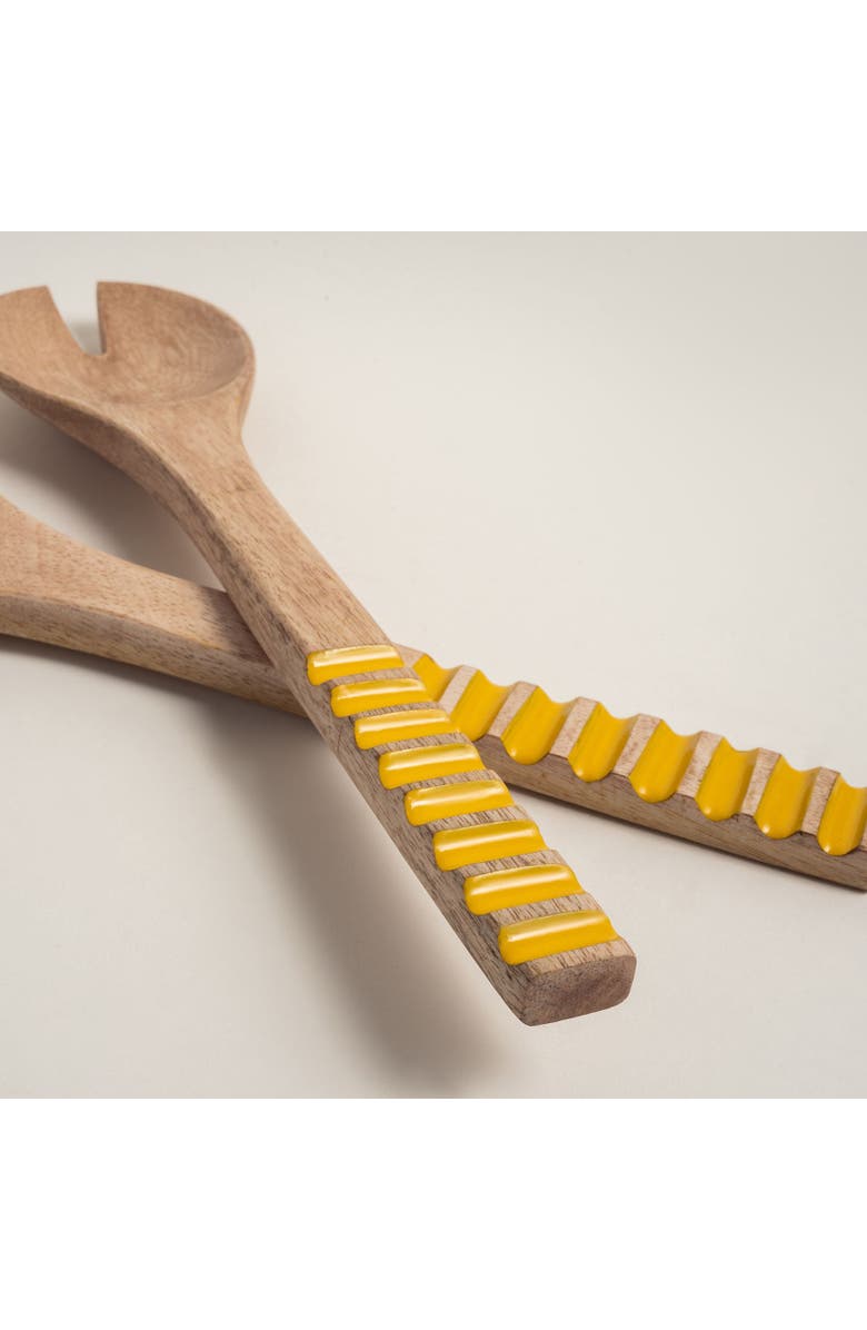 Zsa Zsa Zsu Lakri Mango Tree Salad Spoon & Lakri Mango Tree Serving Board 2 Pcs Set, Alternate, color, Brown