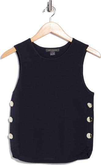 Button Trim Sweater Tank