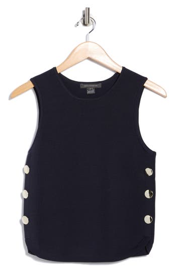 French Connection Button Trim Sweater Tank In Black