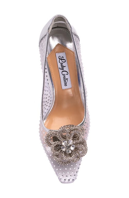 Lady Couture Rhinestone Mesh Pump In Silver