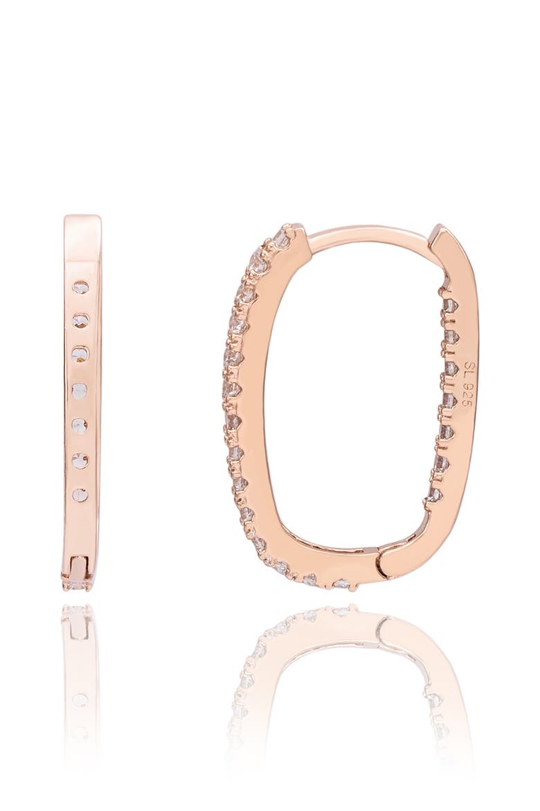 Cubic Zirconia Hoop Earrings, Alternate, color, PINK