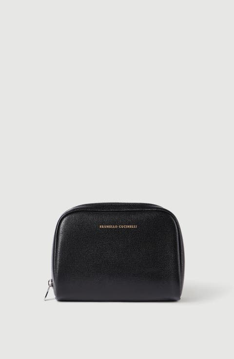 Brushed leather slim beauty case