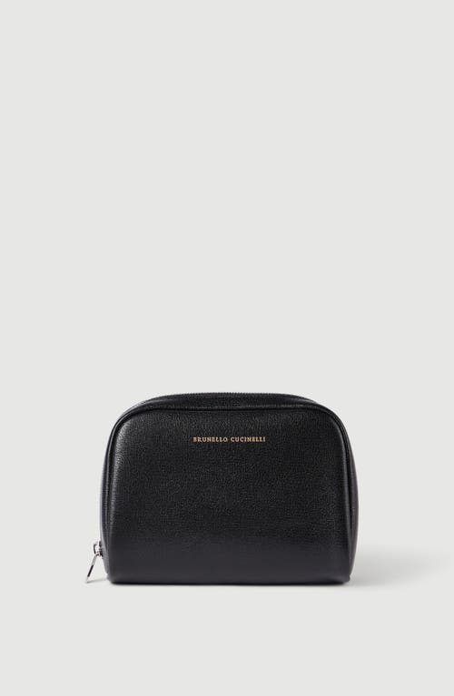 Brunello Cucinelli Brushed leather slim beauty case in Black at Nordstrom