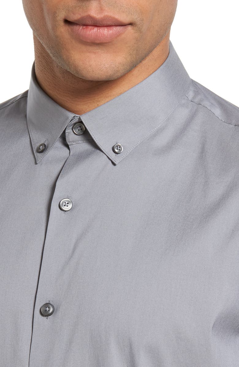 Calibrate Trim Fit Stretch Woven Sport Shirt, Alternate, color, Grey Sleet