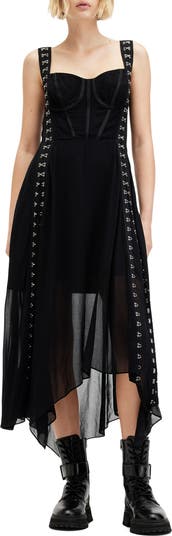 AllSaints Luna Asymmetric Midi Dress | Nordstromrack
