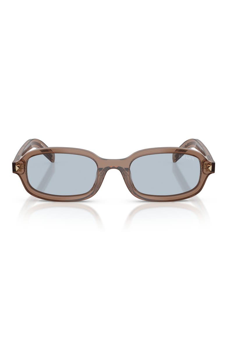 50mm Small Oval Sunglasses, Main, color, TRANSPARENT CLAY / BLUE/ GREY
