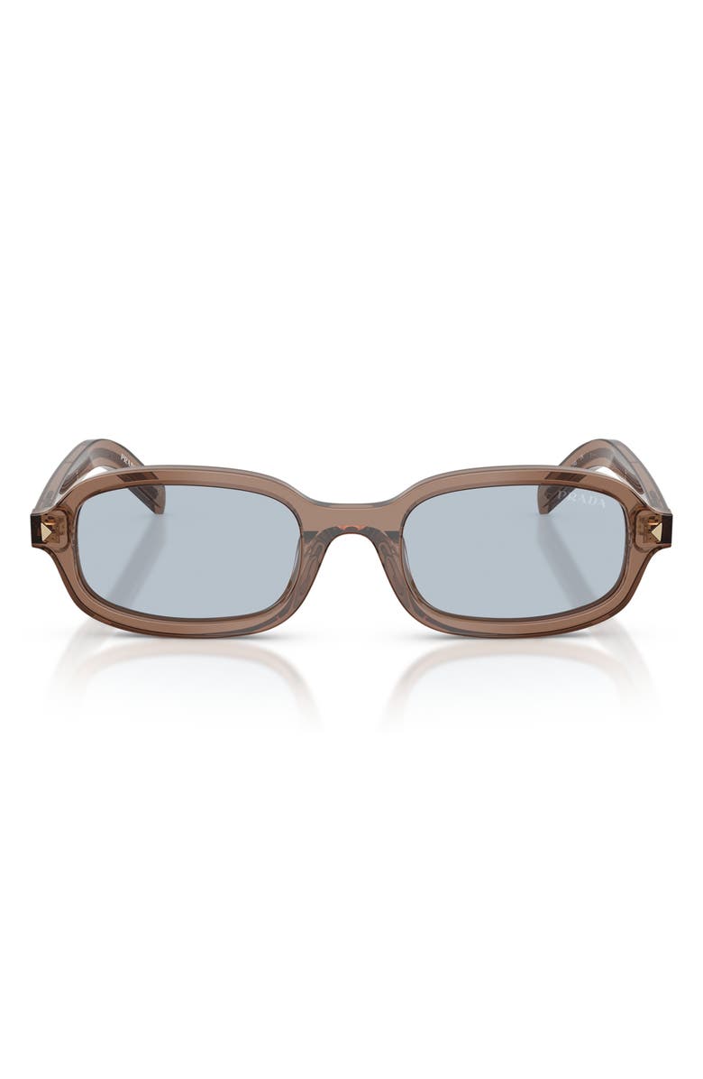 Prada 50mm Small Oval Sunglasses, Main, color, Transparent Clay / Blue/ Grey