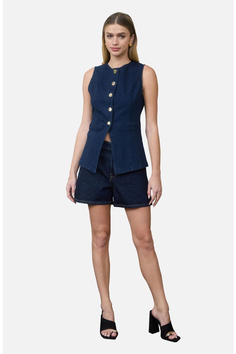 Button Up Vest, Alternate, color, DENIM