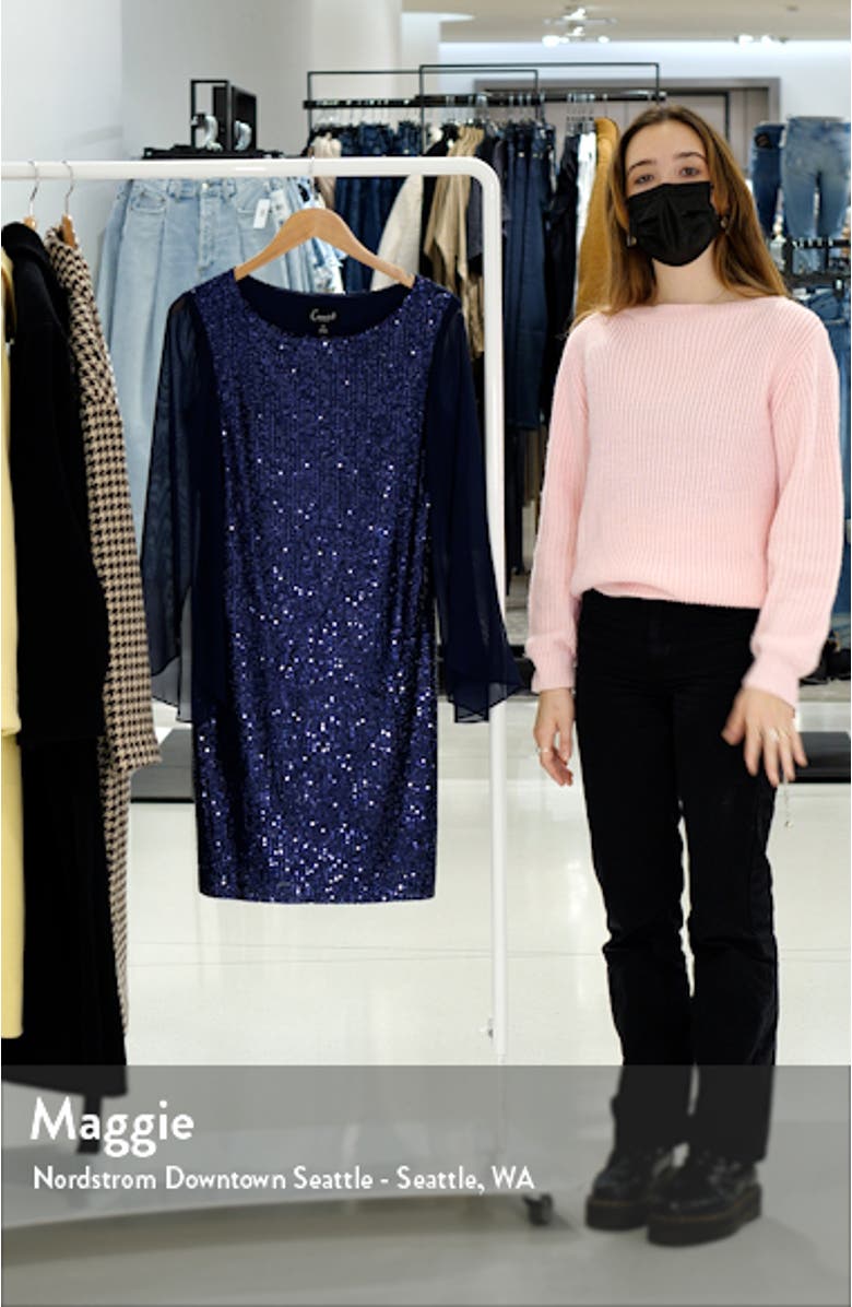 Long Sleeve Sequin Sheath Dress, sales video thumbnail