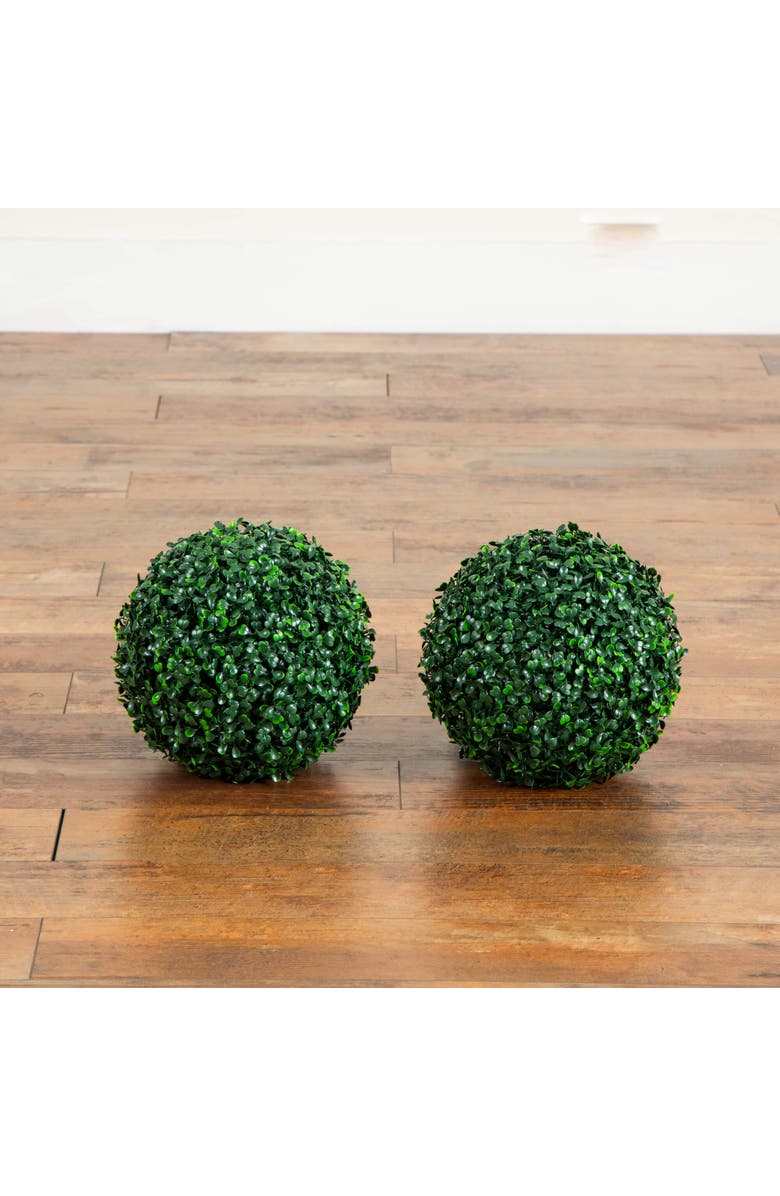 NEARLY NATURAL 8-in UV Resistant Artificial Boxwood Ball (Indoor/Outdoor) - Set of 4, Alternate, color, Green