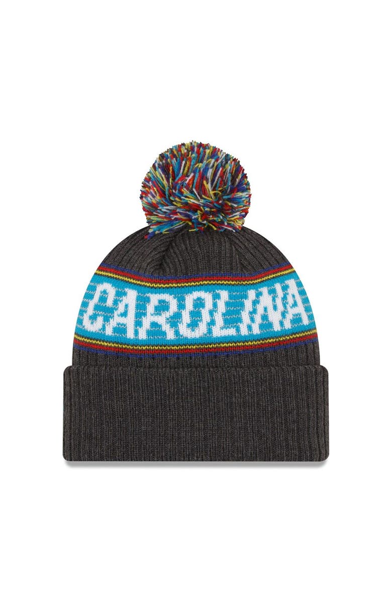 New Era Men's New Era Heather Charcoal Carolina Panthers 2022 Greg Olsen x Atrium Health Levine Children's Hospital Pom Knit Hat, Alternate, color, Heather Charcoal