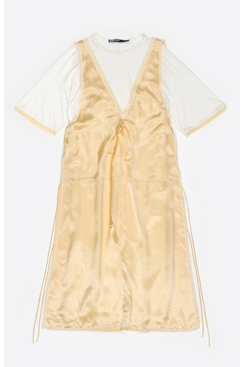 Lace Overlay Dress, Alternate, color, BUTTER